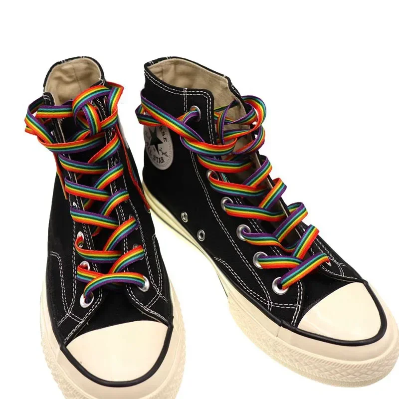 Neue flache Regenbogen-Schnürsenkel für Sneaker, bunte Schnürsenkel, farbverlaufene Schnürsenkel für Canvas-Schuhe, Schnürsenkel für Tennis, Damen und Herren – Detail 20