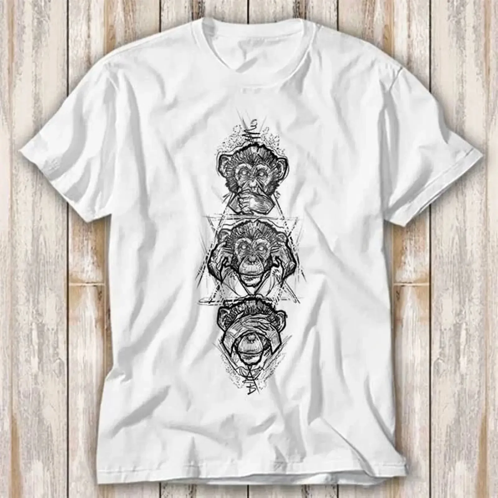 Three Wise Monkeys T Shirt Top 4154 vintage Washed designer clothes Stretched Soft Top For Everyday Wear graphic fashion
