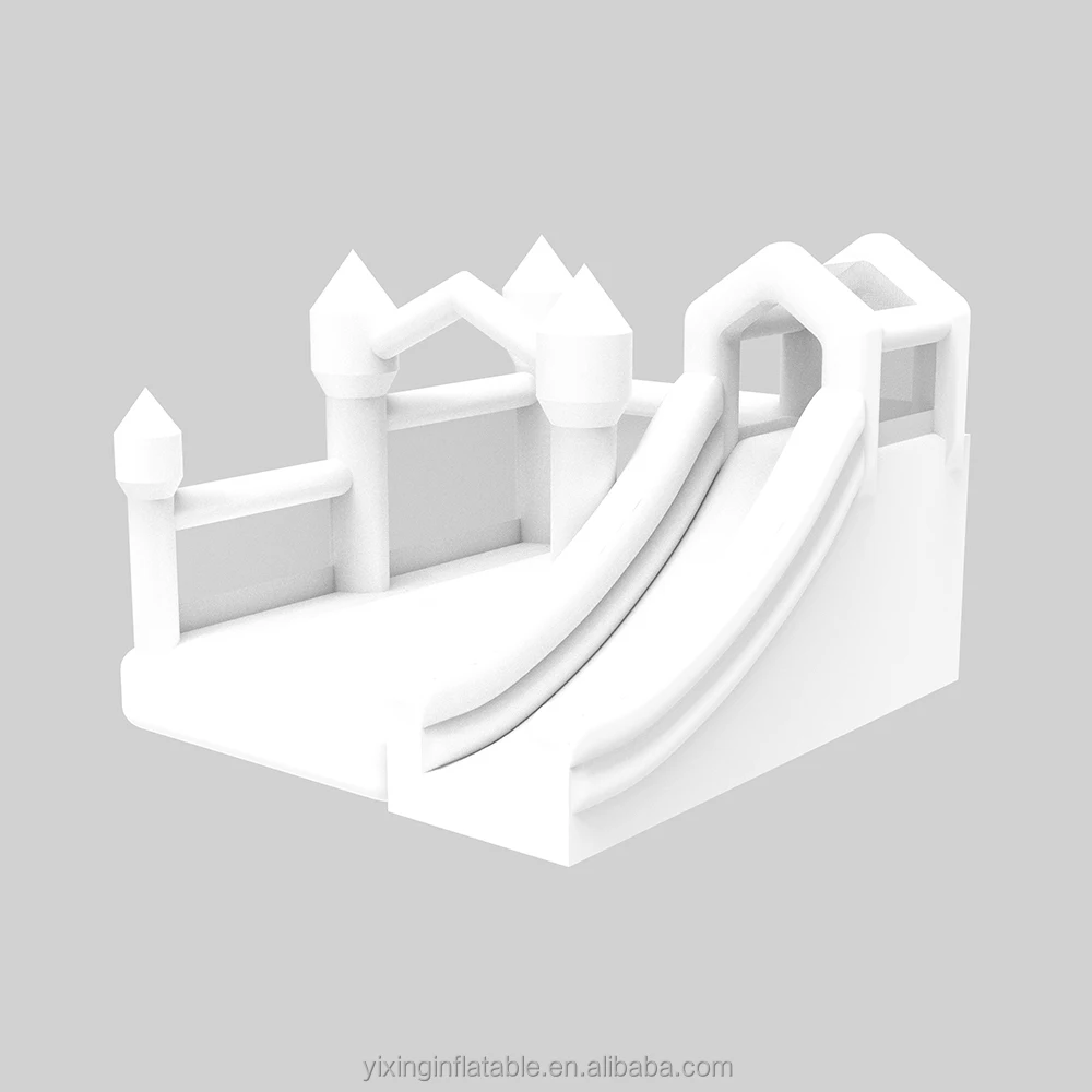 

White inflatable house with slide, suitable for indoor and outdoor parties for children and adults