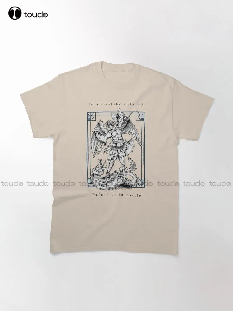 St. Michael The Archangel Defend Us In Battle Classic T-Shirt Custom Aldult Teen Unisex Digital Printing Tee Shirts Custom Gift