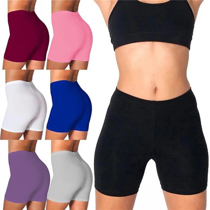 Women Elastic Shorts Casual High Waist Tight Fitness Slim Skinny Bottoms Summer Solid Sexy White Black Cycling Shorts Sweatpants