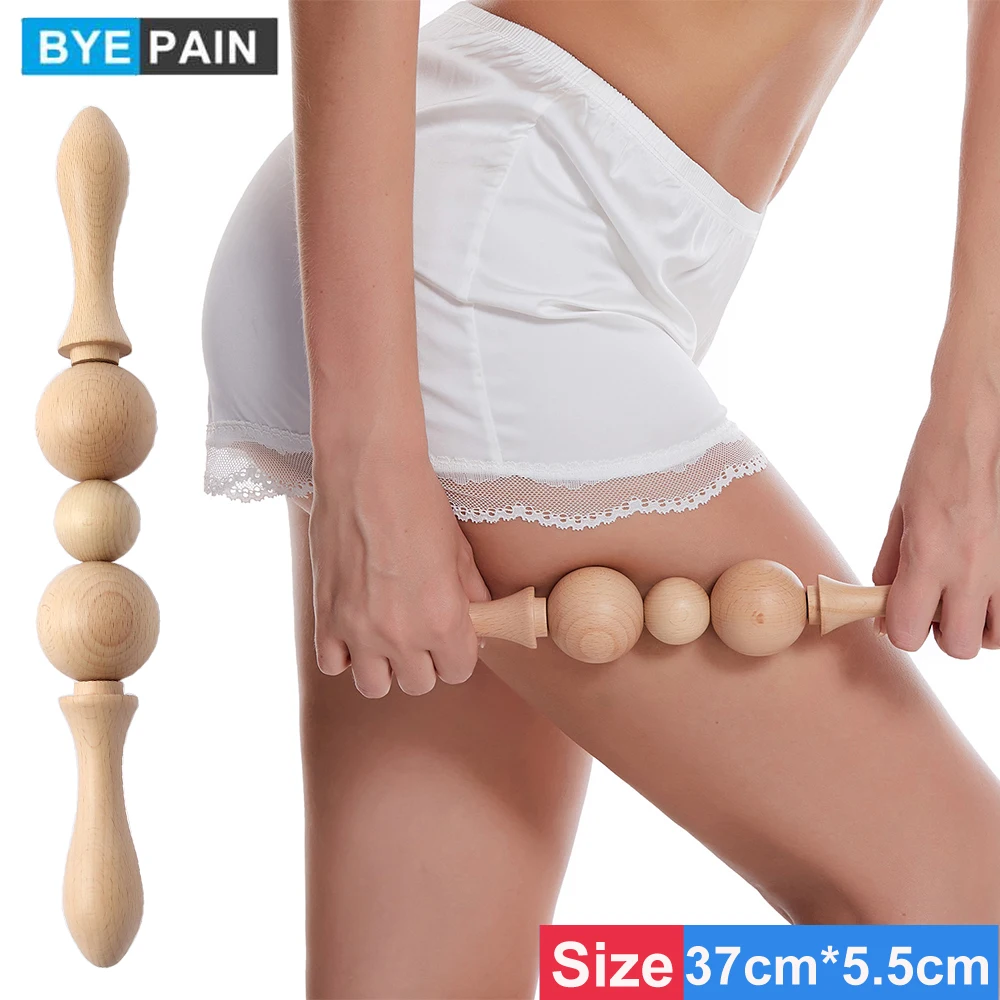 BYEPAIN Wood Therapy Massage Tools, Manual Wooden Fascia Massage Roller Trigger Points, Anti Cellulite Body Muscle Pain Relief