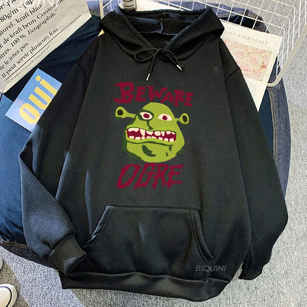 Anime Monster Shrek Hoodie pria dan wanita, busana sederhana lengan panjang musim gugur dan musim dingin busana jalanan