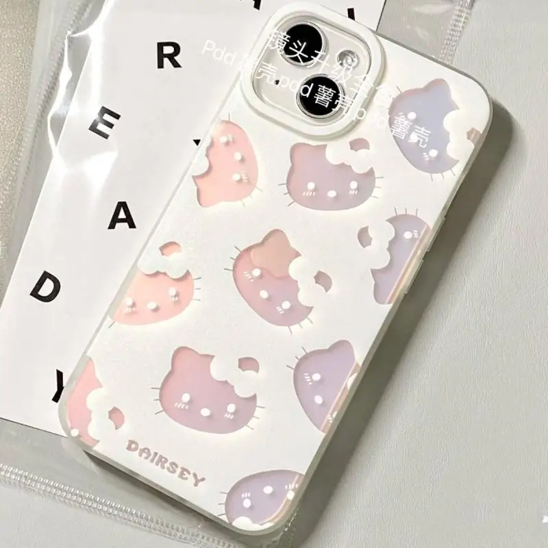 

Hellokitty Kawaii Phone Case Apple 14/15Promax Sanrio Laser Gradient Kitty12/11Pro All-Inclusive Xr/xs Soft 7/8 Plus