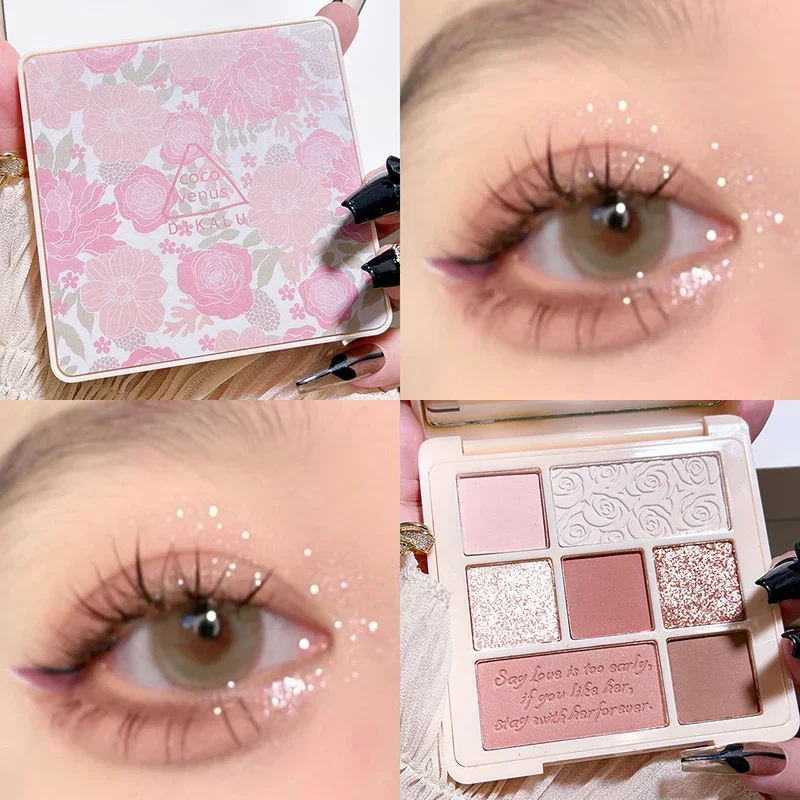 Ins Carved Summer Milk Tea Earth Color Matte Pearl Sequin Secret Petal Garden Eyeshadow Tray