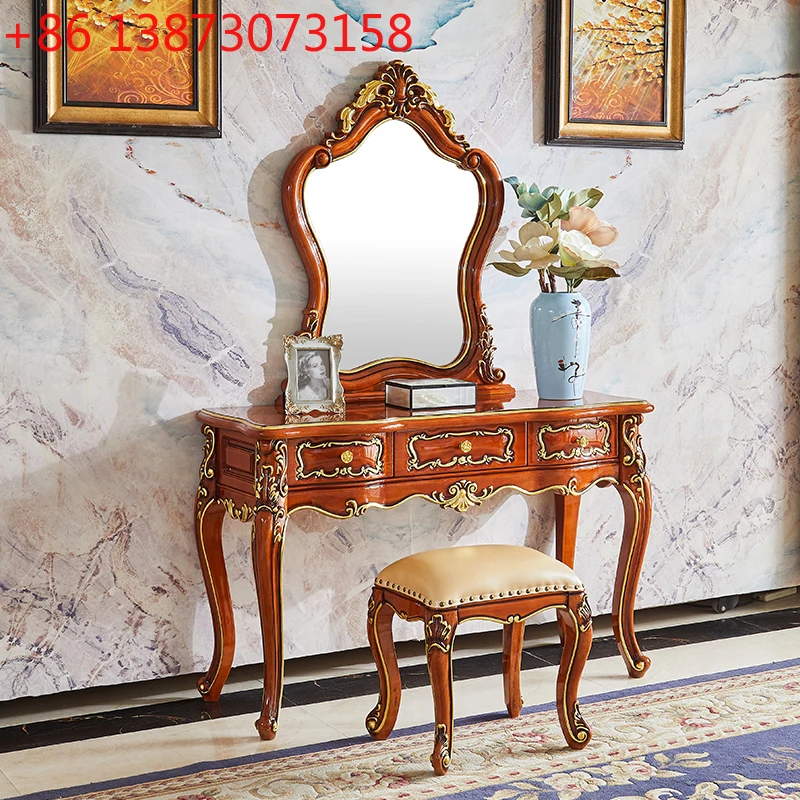 

European solid wood dresser American country retro dresser multifunctional bedroom dressing table