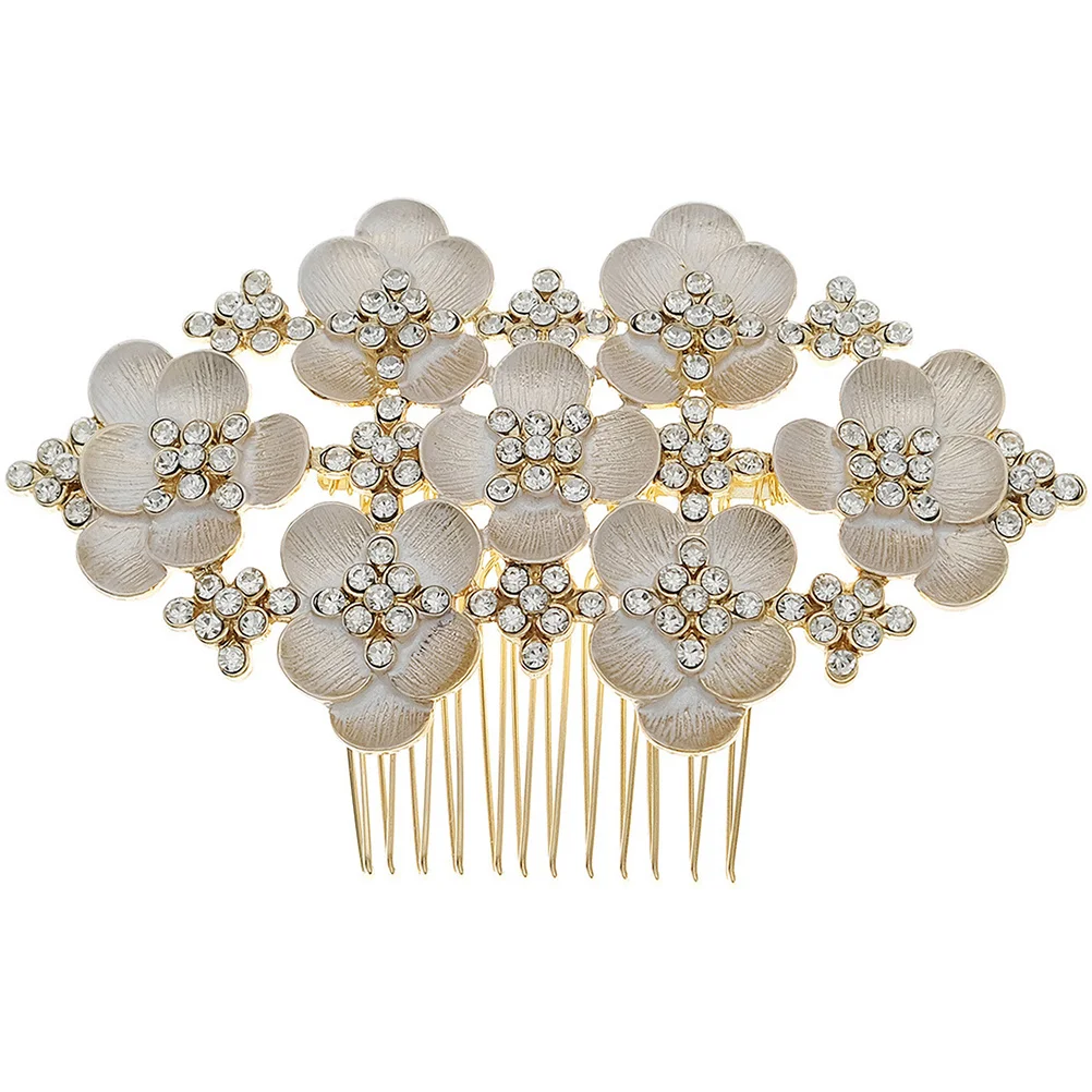 

Retro Bridal Hair Comb Metal Wedding Accessory Elegant Rhinestone Bridal Headpiece for Evening Rhinestone Hair Comb