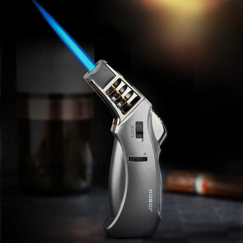 2024 New Jobon Outdoor BBQ Torch Turbo Jet Flame Butane Gas Kitchen Cigarette Spray Gun Windproof Metal Pipe Cigar Lighter