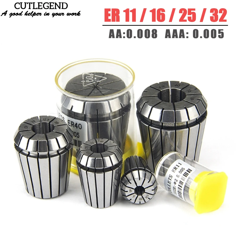 ER Spring Collet ER11 ER16 ER20 ER25 ER32-1 2 3 4 5 6 7 8 9 10 11 12 20mm High Precision 0.005mm 0.008mm Milling Tool Holder CNC