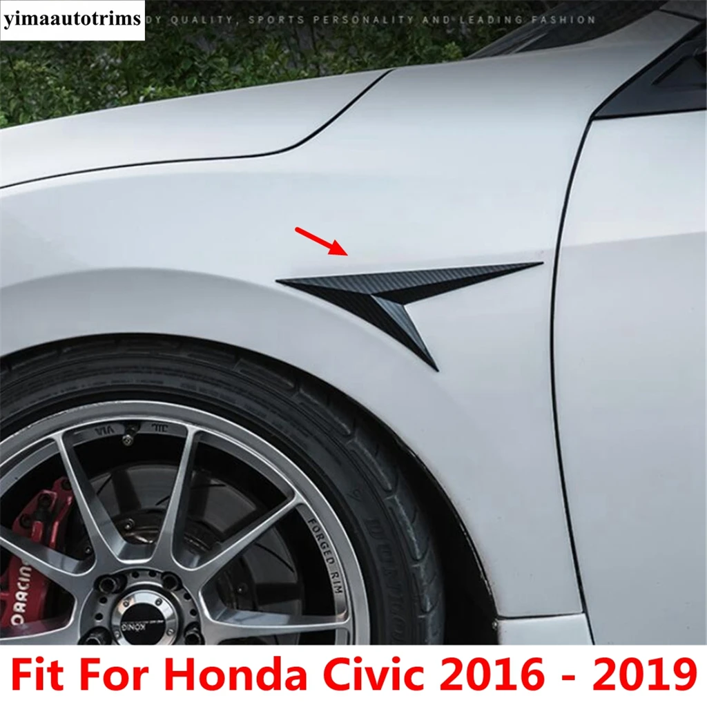 

For Honda Civic 2016 - 2019 Car Side Door Body Leaf Broad Wing Air Vent Panel Cover Trim ABS Carbon Fiber / Black Accessories