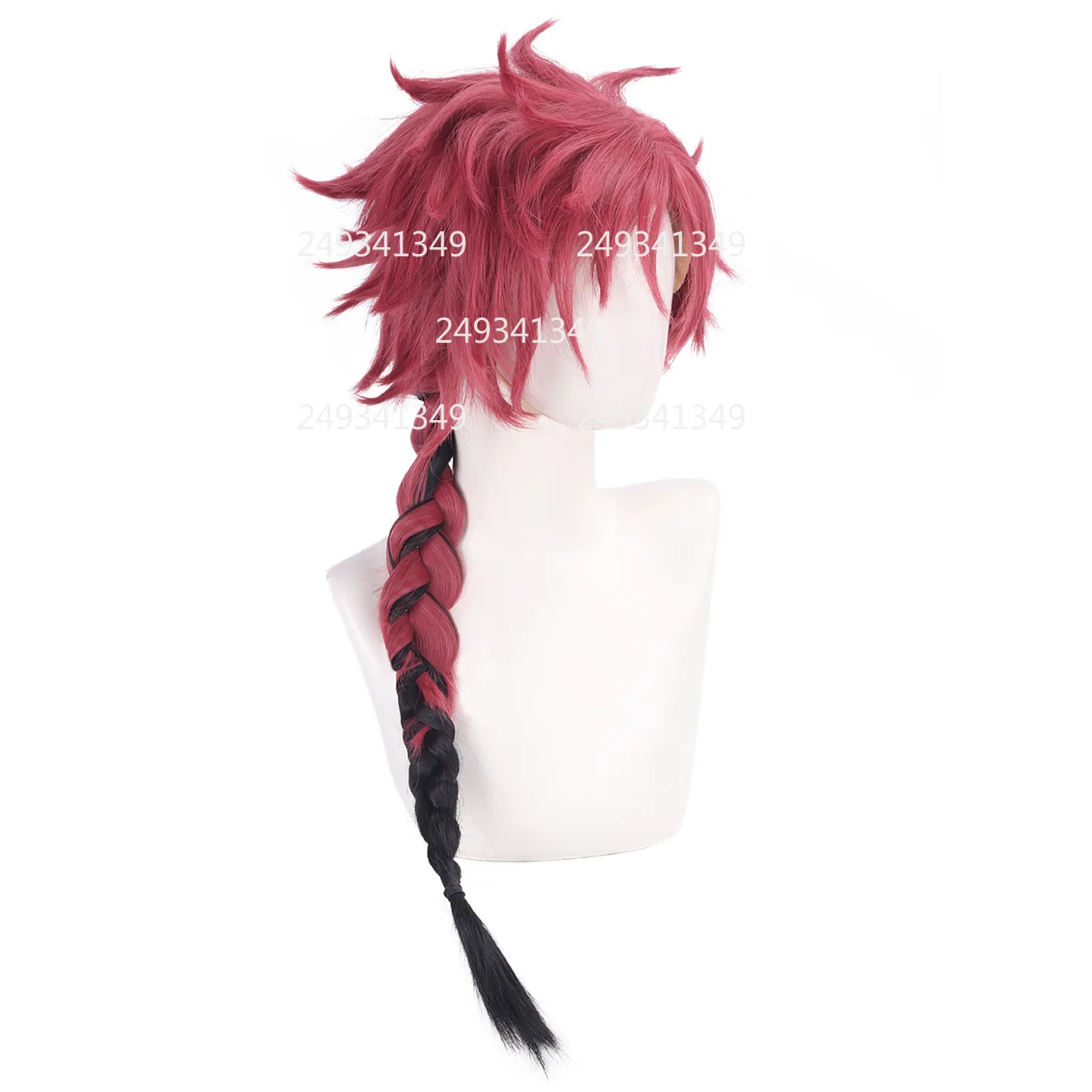 Vein Link Click コスプレウィッグ男性赤黒三つ編み人工毛アニメキャラクタードレスアップウィッグハロウィンパーティーコスチュームアクセサリー