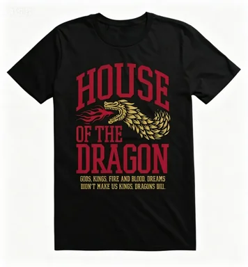 Camiseta vintage de manga corta de algodón con gráfico de Dragón de la Casa del Dragón, Fuego y Sangre, para fanáticos de la serie.