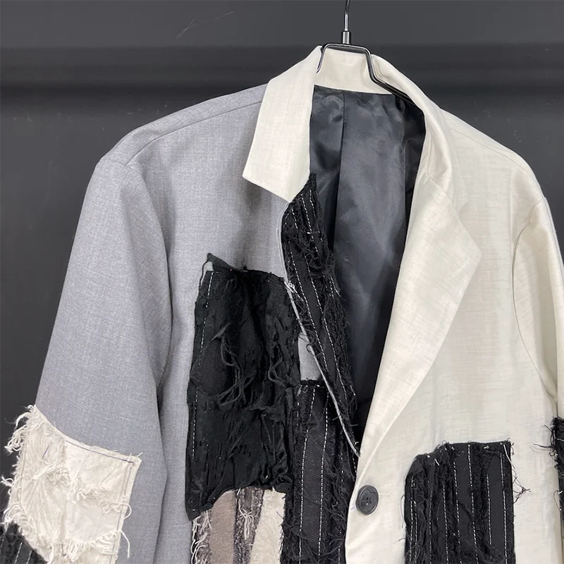 FEWQ Oversize Suit Jacket Spring 2024 Casual Loose Silhouette Single Breast Long Sleeve Vintage Male Blazer Fashion 21Z5433