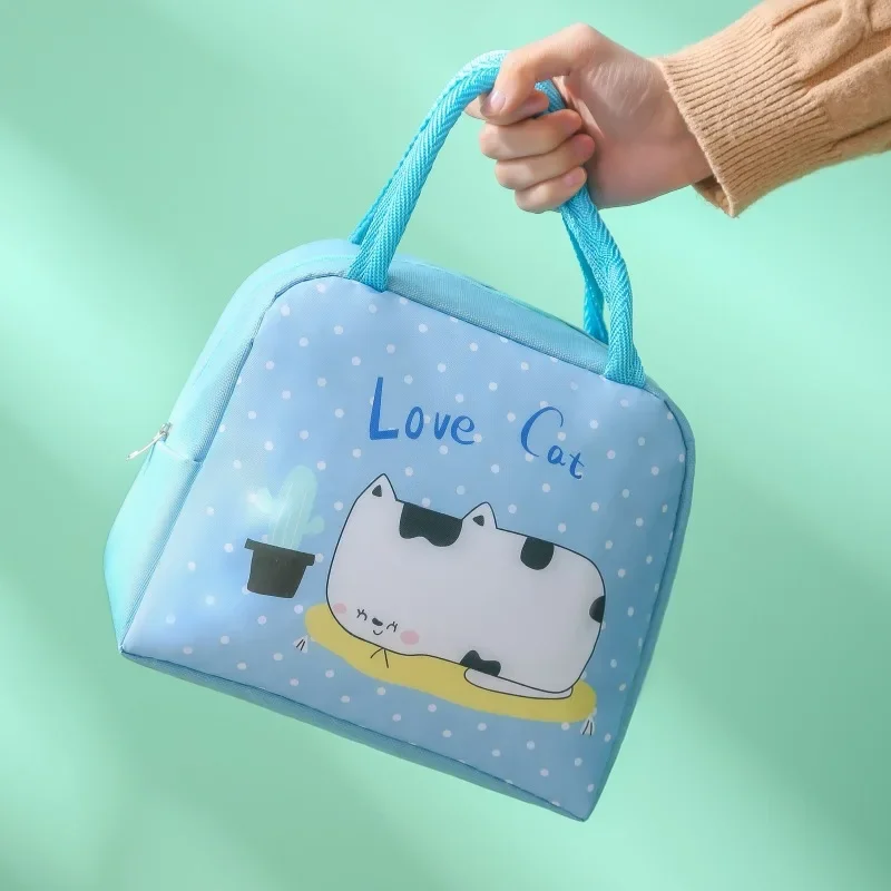 Cute Pet Cartoon Bento Bag Thermal Lunch Box with Rice Storage Ice Pack for School Work Travel - Portable Food Storage Bag