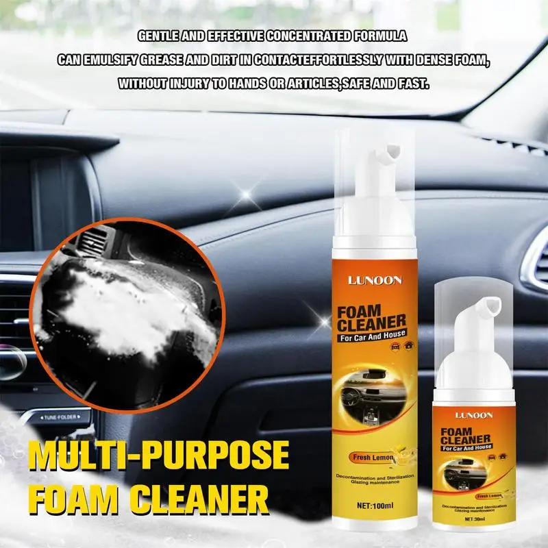 100ml Car Leather Cleaner Fade Resistant Foam Detergent Spray UV Protection Auto Dashboard Vinyl Console Leather Cleaning Foam