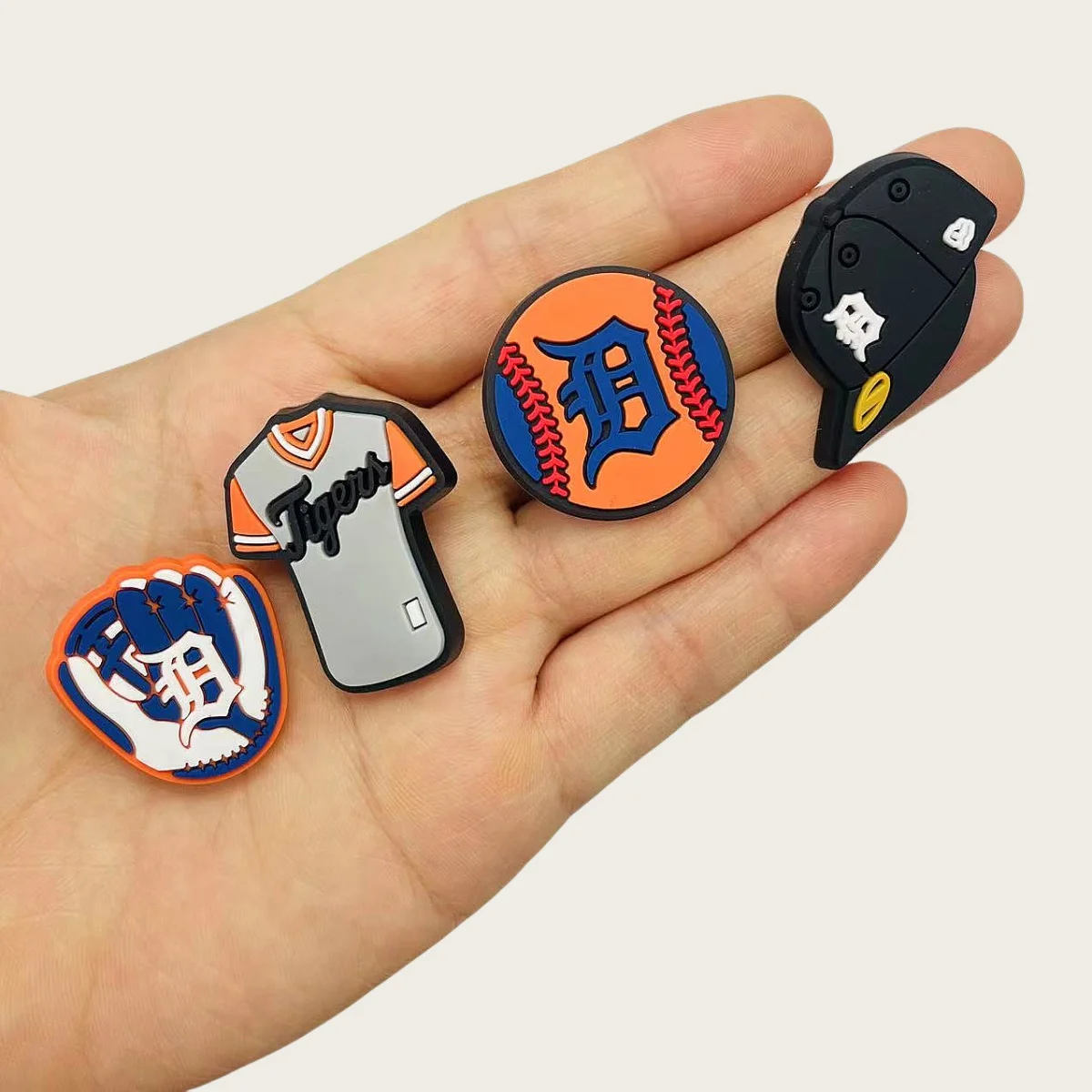 10Pcs Sports Shoe Charms Fit for Clog Wristband Bracelet Decoration Baseball Pins Accessories Shoe Charm for Men Women