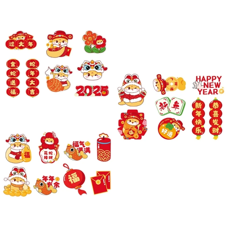 8Pcs 2025 Snake Year Themed Cartoon Fridge Magnets for Kitchen or Office Use