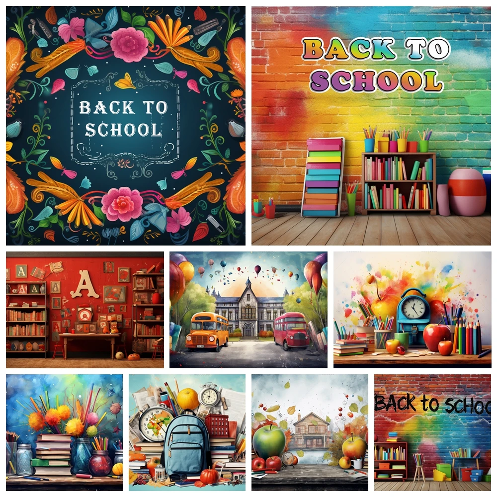 2023New Photography Backdrop Bookshelf Book Back to School Students Graduate Party Decoration Photocall Background Photo Studio