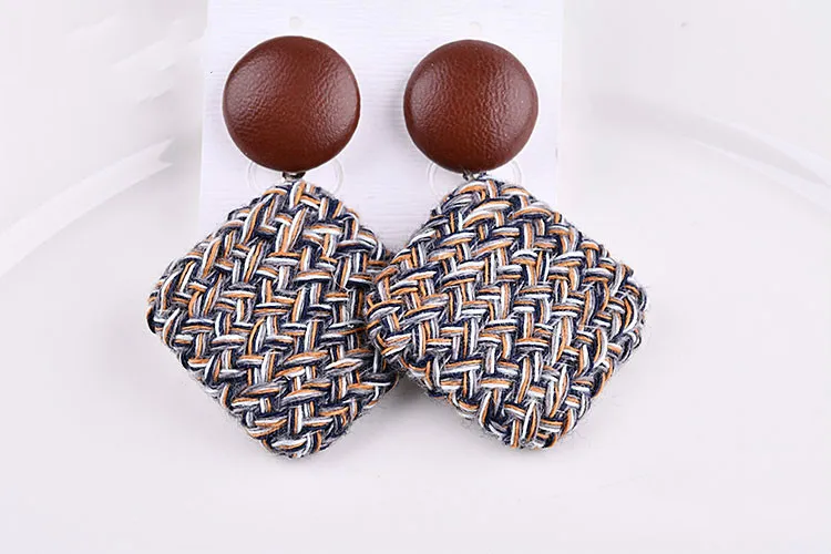 South Korea All-match Cotton Cloth Square Button Accessories DIY Earrings Earrings Brooch Hair Rope Bag Material