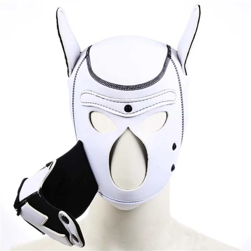 Hot Fashion Dog Mask Puppy Cosplay Costumes of Brand New Padded Rubber Full Head Hood Mask with Ears Collar for Dog Roleplay