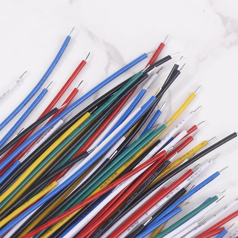 130Pcs 24AWG Breadboard Jumper Wire Cable Kit Double-ended Tin-Plated PCB Solder Cable PVC Electronic Wire 5/8/10cm 6 Colors