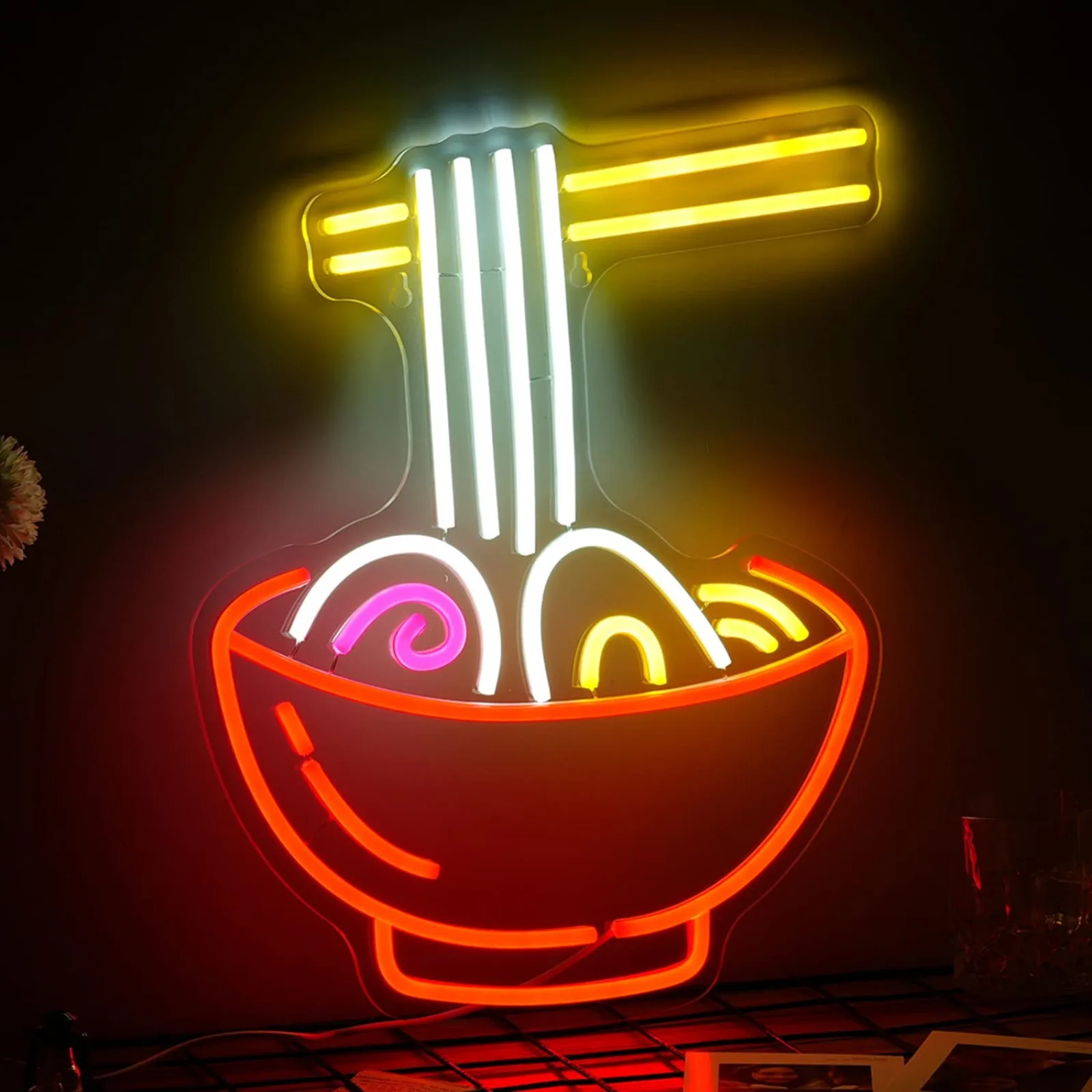 Ramen Neon Sign Ramen Noodle Billboard Powered by USB Cool Neon Lights for Restaurant Ramen Shop Window