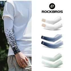 Rockbros Arm Sleeves Sports Cycling Running Fishing UV Sun Protection Ice Fabric Arm Sleeves Outdoor Unisex Sunscreen Bands