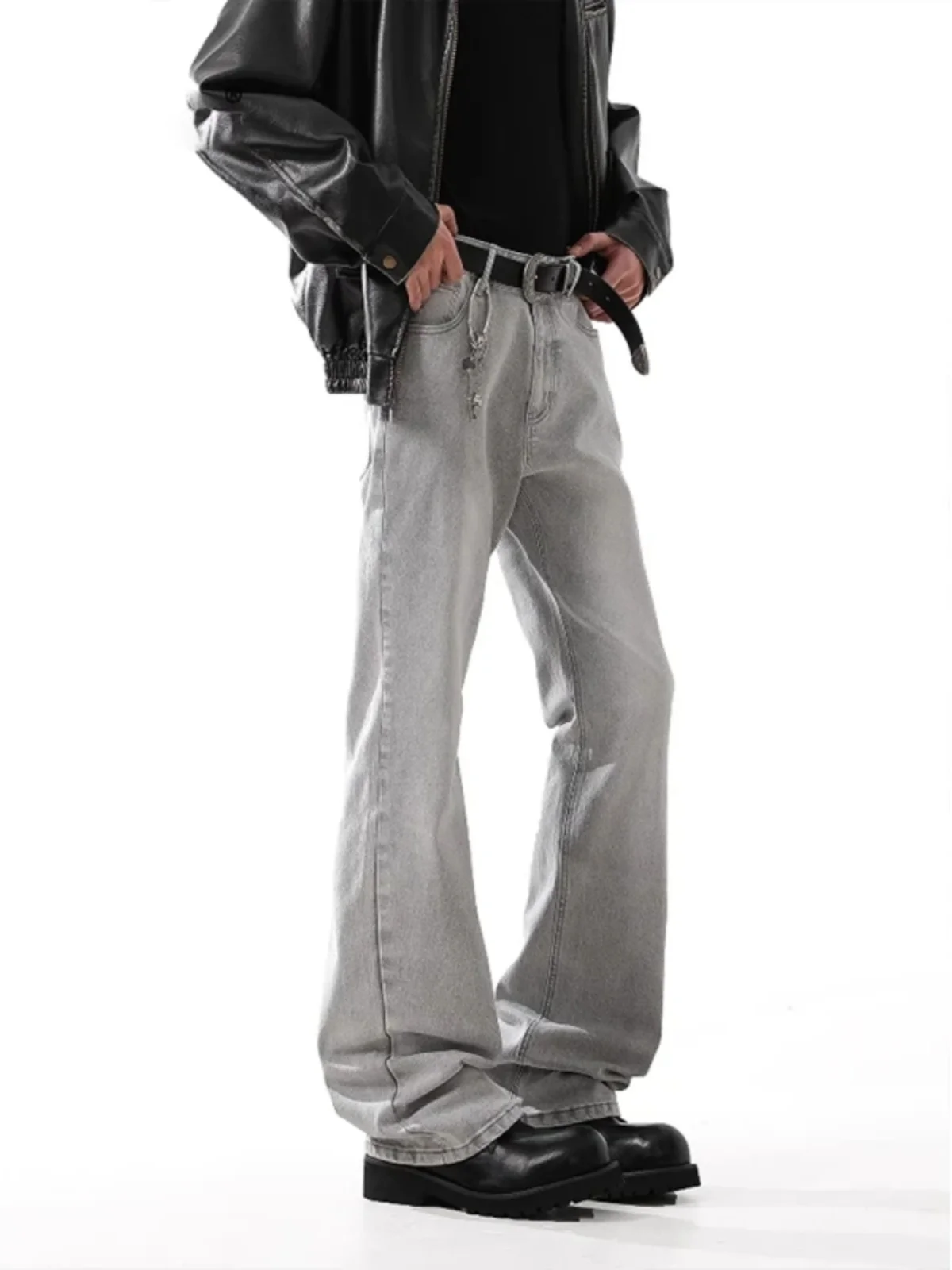 

Men's Slim Fit Straight Leg Fce Lined Denim Jeans Knife Bootcut Pants Youth Trendy Winter Wear Durable Thiened Jeans