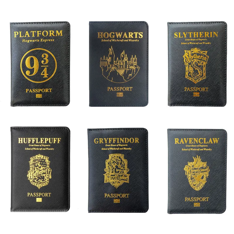 Harries Potters Movie Peripherals Retro Passport Cover PU Travel Card Holder Card Bag Multi-functional Card Slotstorage Bag Gift