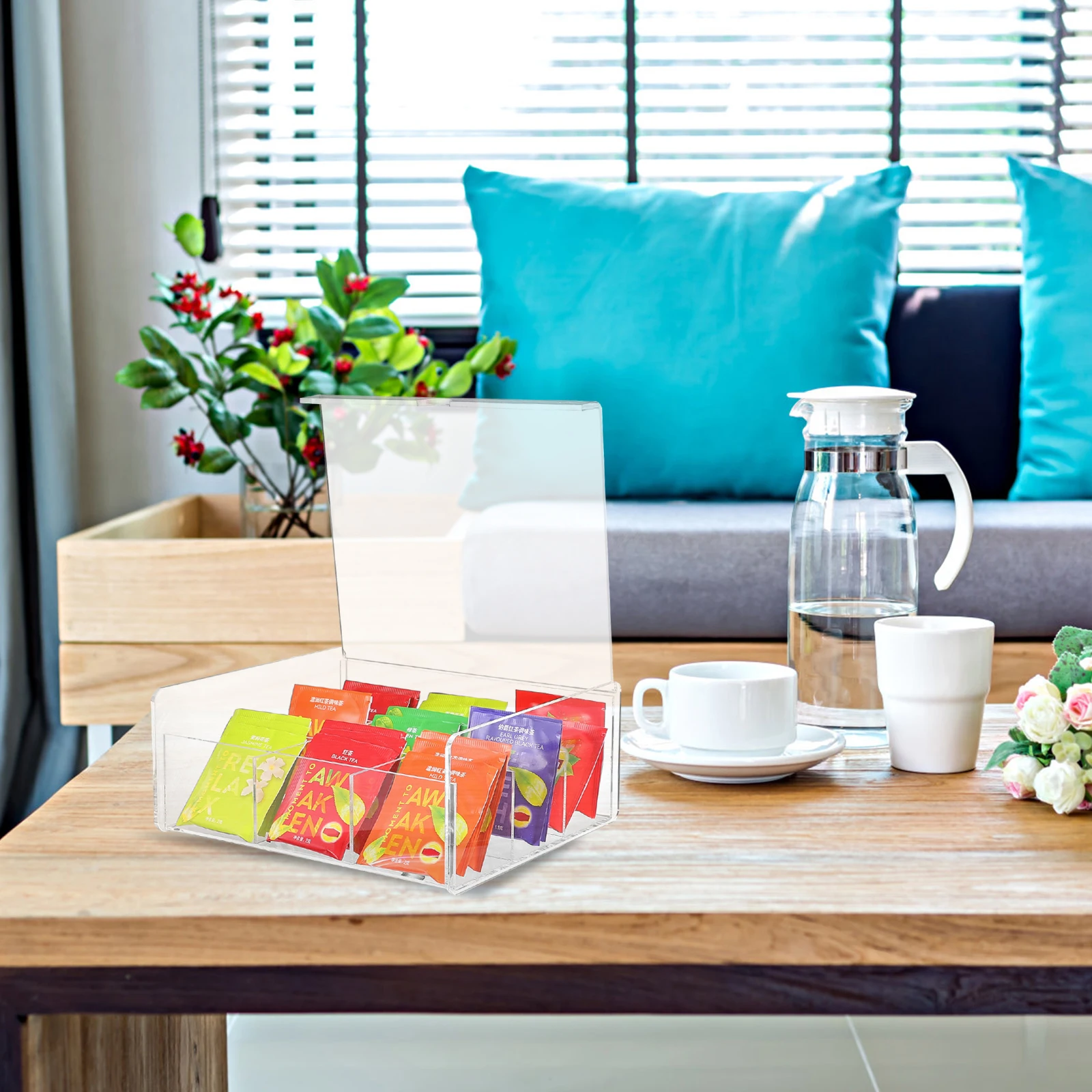 

Acrylic Tea Storage Box Reusable Tea Bag Container Dustproof Insect Proof Coffee Sugar Canisters Storage ganizer Kitchen