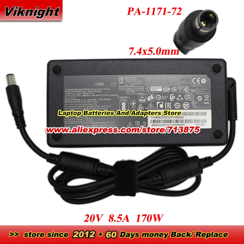 Genuine PA-1171-72 AC Adapter For LITEON 20V 8.5A 170W 7.4x5.0mm for Belkin THUNDERBOLT 2 3 EXPRESS F4U095 3 DOCK F4U097 SD5000T