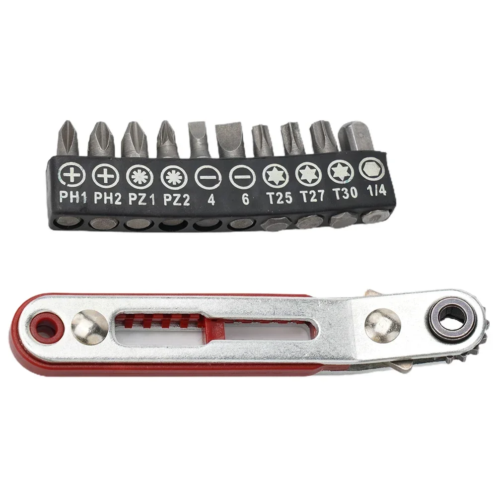 Flat Head 4 Inch Drive Mini Ratchet Wrench Screwdriver Set 90 Degree Right Angle Offset Screwdriver Handle Torx Hex Bit