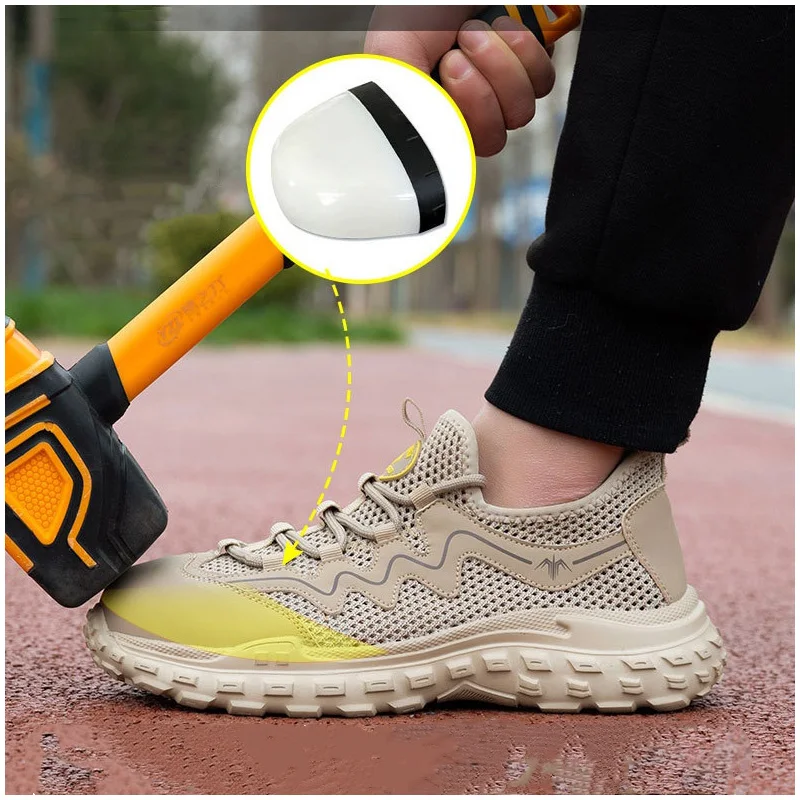 

Мужская мода больших размеров, дышащие пластиковые носки, защитная обувь, летние рабочие ботинки, изолированные кроссовки, рабочая обувь, защита