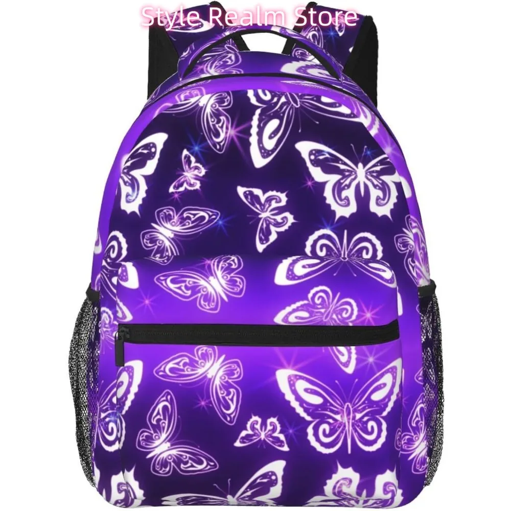 Purple Fantasy Butterfly Lightweight Laptop Backpack Lightweight Multipurpose Travel Casual Daypack Unisex College Backapcks for