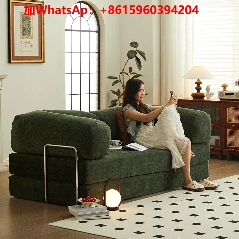 Medieval style sofa bed Small apartment household module dual-purpose  Double three-person compression foldable fabric sofa bed