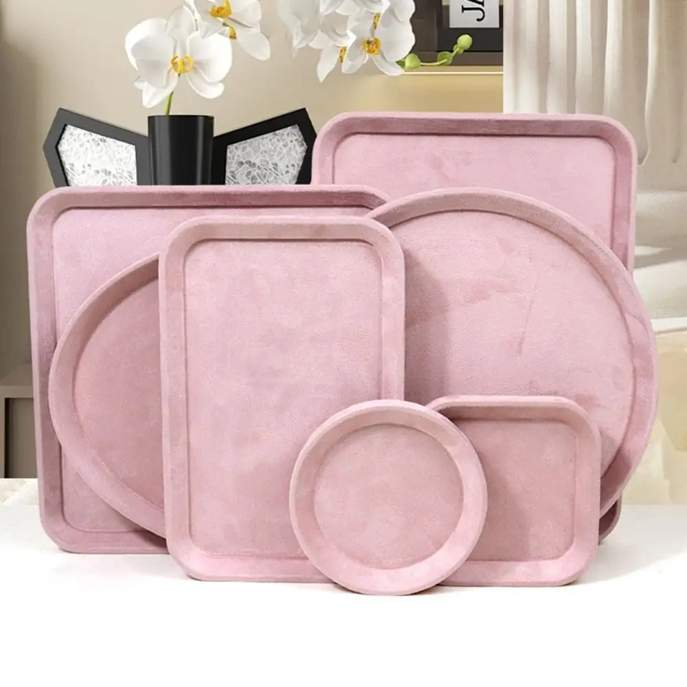 DIY Velvet Jewelry Display Tray Exquisite Luxury Showcase Organizer Solid Color Blank Box Jewelry Tray Show Stand Photo Props