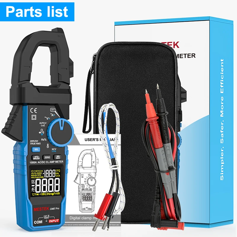 

CM87Pro 1000A Auto Range Clamp Meter AC DC True RMS NCV Digital VFD Clamp Meters Amperie Capacitance K Type Temp Ohm Hz Tester