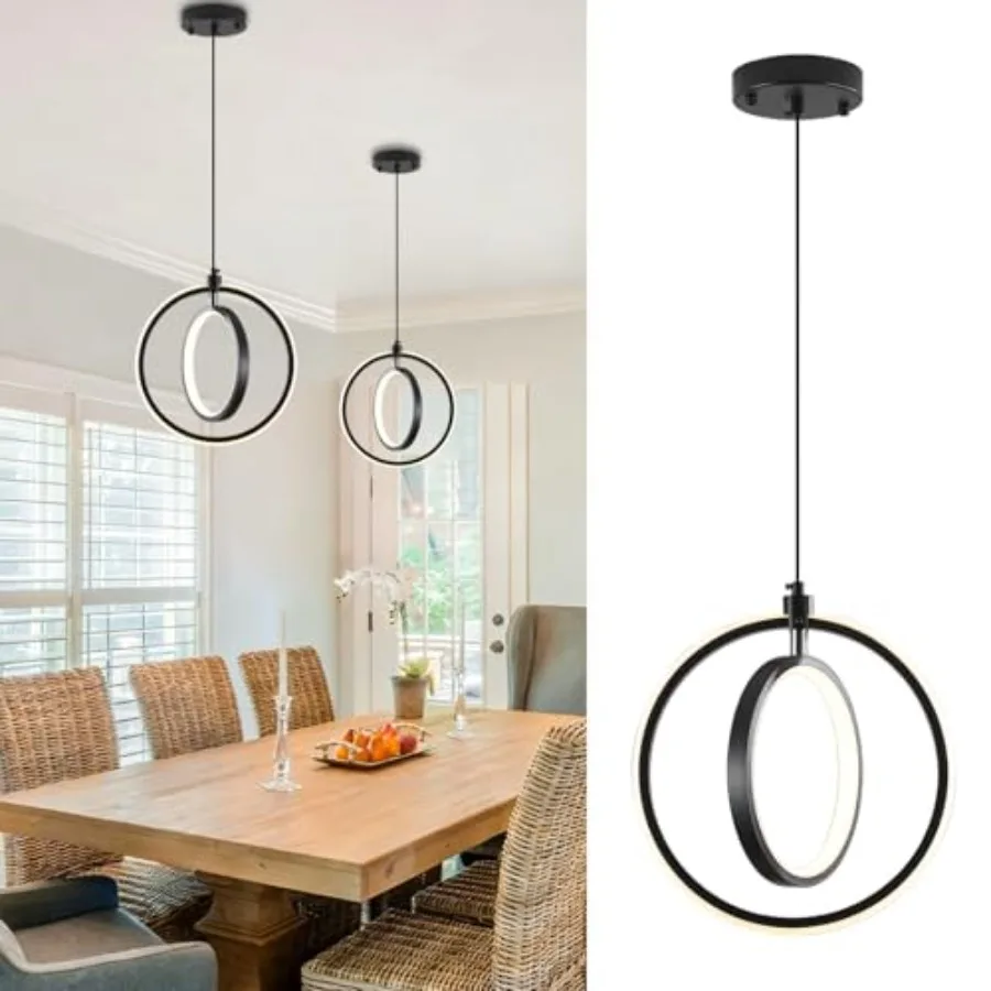 Modern LED Pendant Lights 2 Pack Pendant Light Fixtures for Kitchen Island 3000K Warm White Pendant Lighting for Dining Room Li