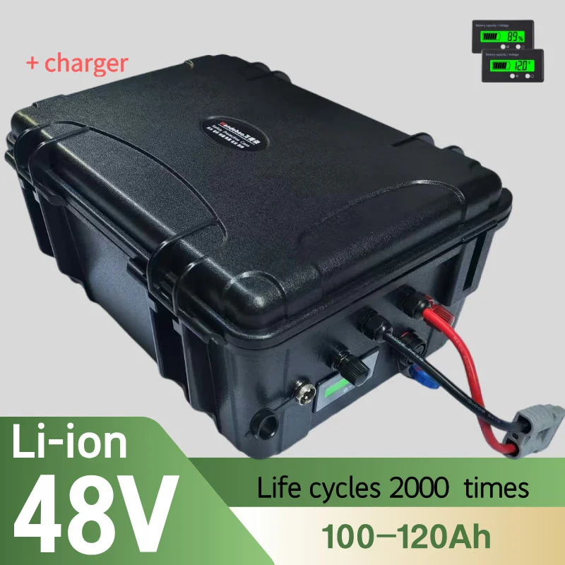 

Waterproof 48V Lithium Battery 100Ah 120Ah Rechargeable Li-ion Battery Pack BMS 13S for 4KW 5KW Solar System Backup Power