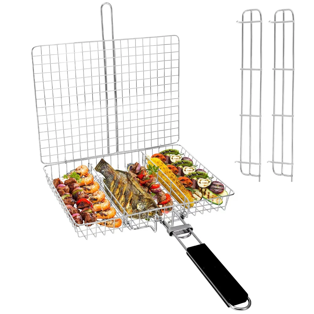 

Bbq Gear BBQ Accessories 50.5*31*4cm Folding Grill Mesh Deep Cooking Space Dishwasher Safe Easy Cleaning Generous Size