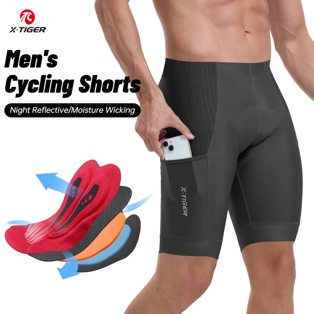 

X-TIGER Men's Cycling Shorts Padded Bicycle Short Road Biking Clothing Road Mountain Riding Bicycle Cycle Shorts with Pockets