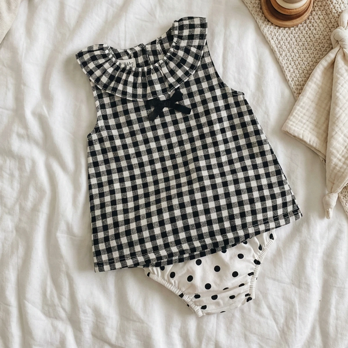 

Повседневные летние комплекты детской одежды в горошек: топ без рукавов + шорты, 2 предмета, на каждый день