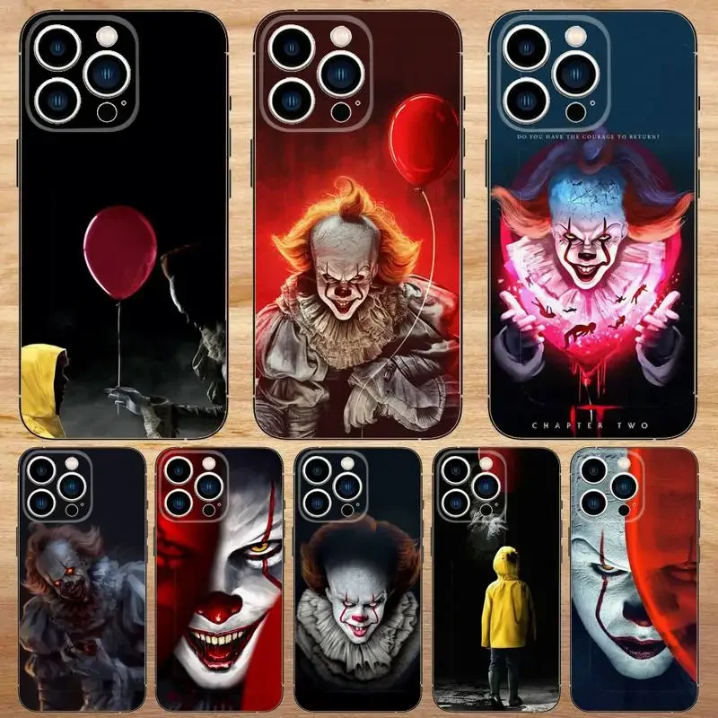 Horror Pennywise Clown Phone Case For iPhone15,14,13,12,11,Pro,Max,Plus,Mini,X,XS,XR,8,7,6,S,Plus,SE Soft Black Case