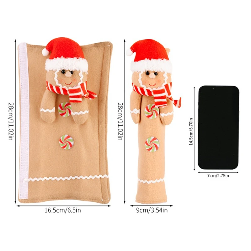 새로운 크리스마스 장식 만화 귀여운 진저브레드맨 냉장고 손잡이 장갑 전자레인지 오븐 도어 손잡이 보호 커버