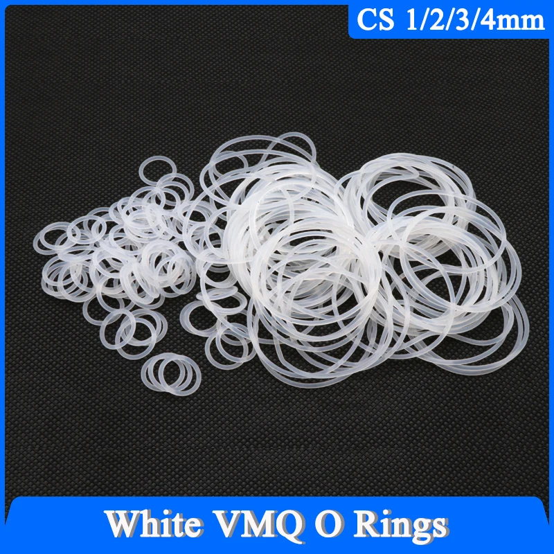 50pcs VMQ O Ring White Silicone Gasket Thickness CS 1/2/3/4mm Food Grade Waterproof Washer Nontoxic Round O Shape Rubber Ring