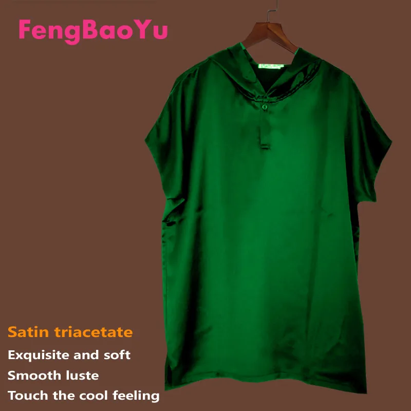 Fengbaoyu Satin Triacetate Spring Summer Male Bat Sleeved Hat 5XL T-shirt Cool Leisure Sports Streetwear Gym Tops Free Shipping