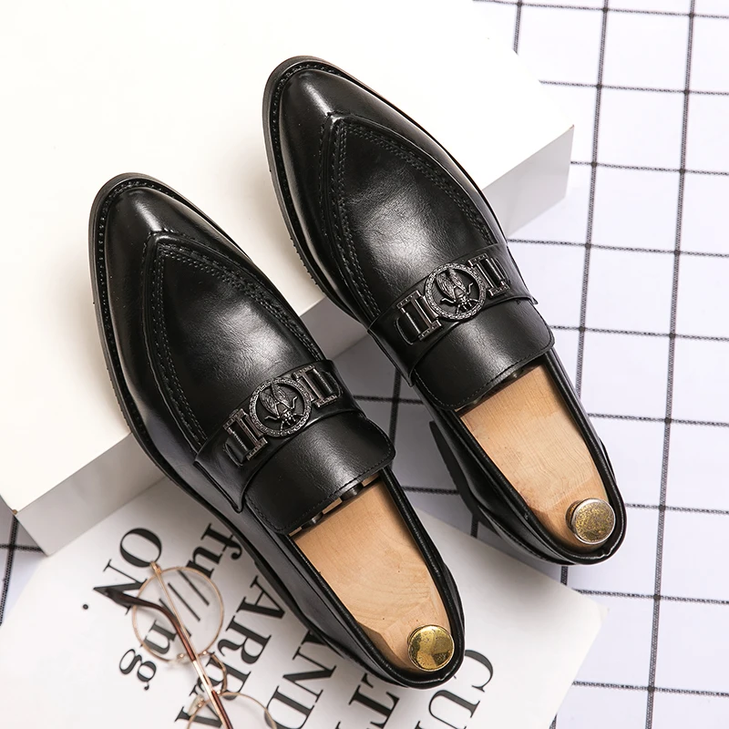 Luxury Men's Leather Shoes Fashion Wedding Party Shoes Luxury Men's Designer Business Flats Large Size Loafers Formal Shoes 2023