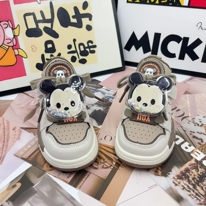 Disney Mickey Minnie new cute spring and autumn boys and girls comfortable, soft and non-slip cartoon casual sports sneakers