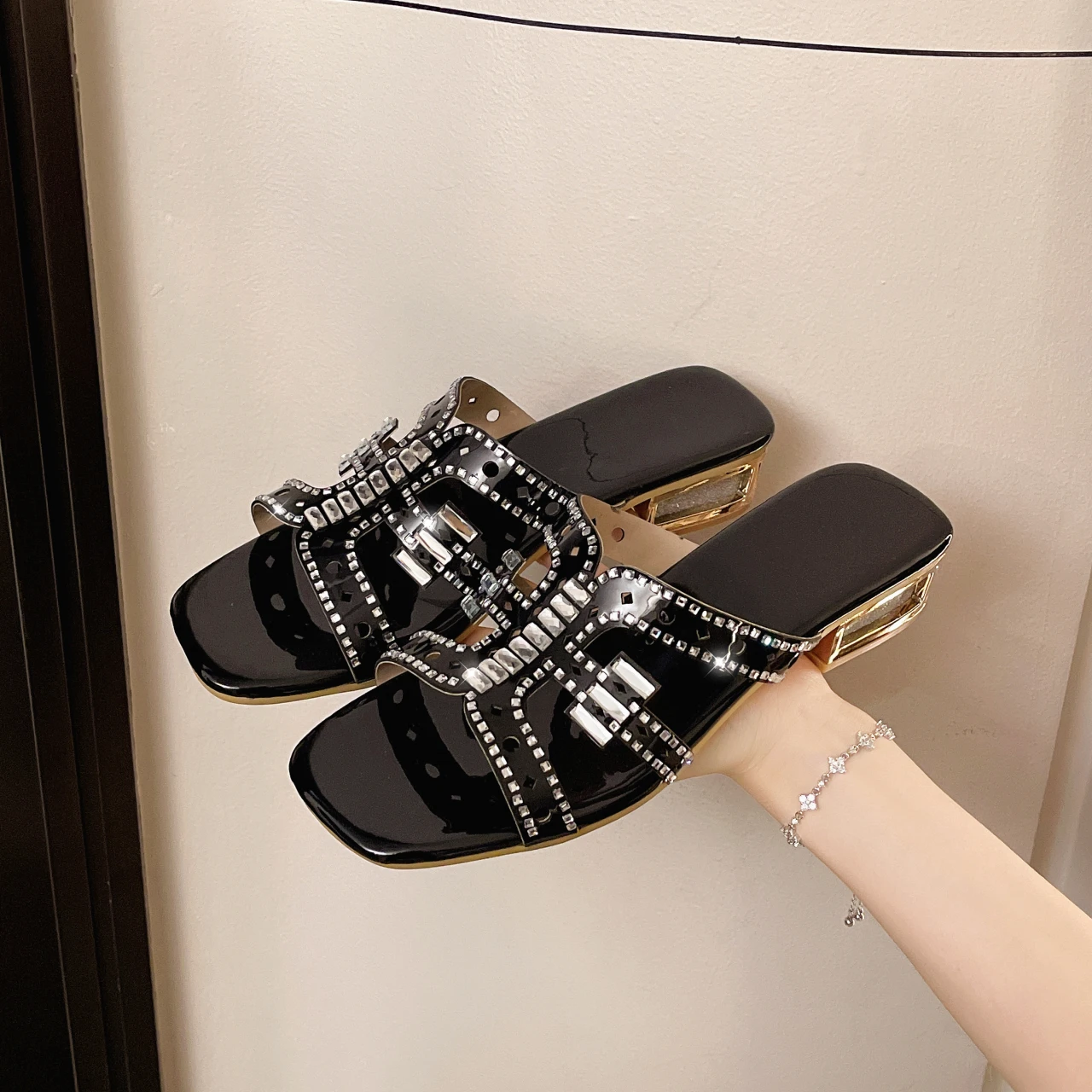 Rhinestone Hollow Square Toe S - Women Shoes Types ulasan dan harga