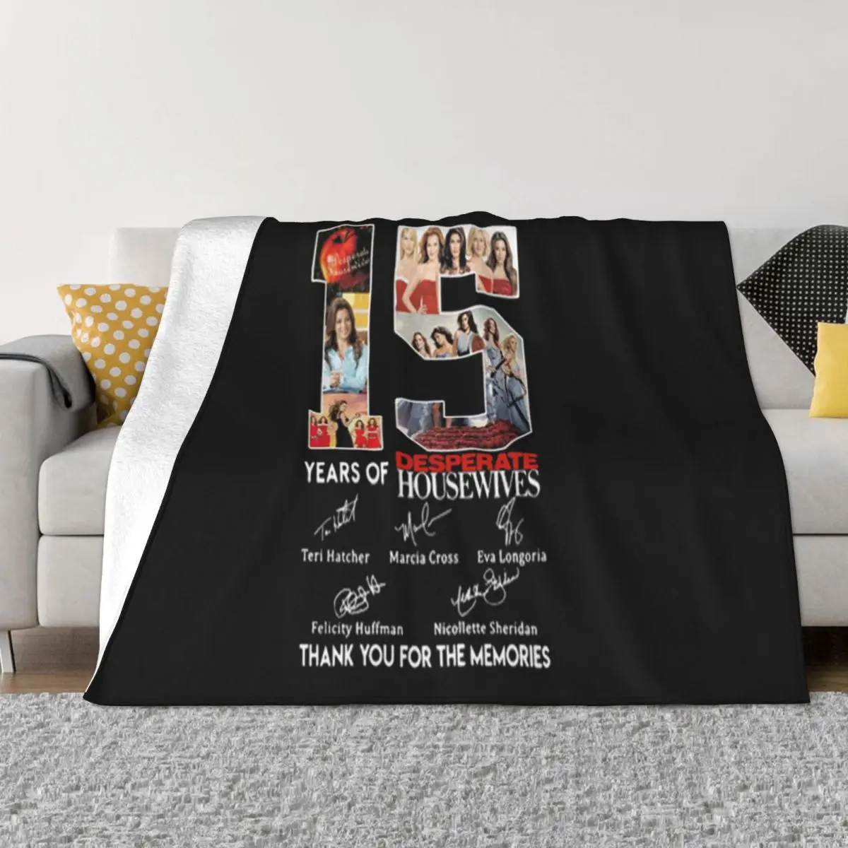 15 Years Of Desperate Housewives Signatures Thank You For The Memories Music Throw Blanket